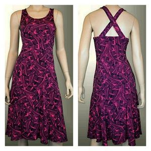 Banana Republic Fuchsia/Navy Print Halter Dress Sz L